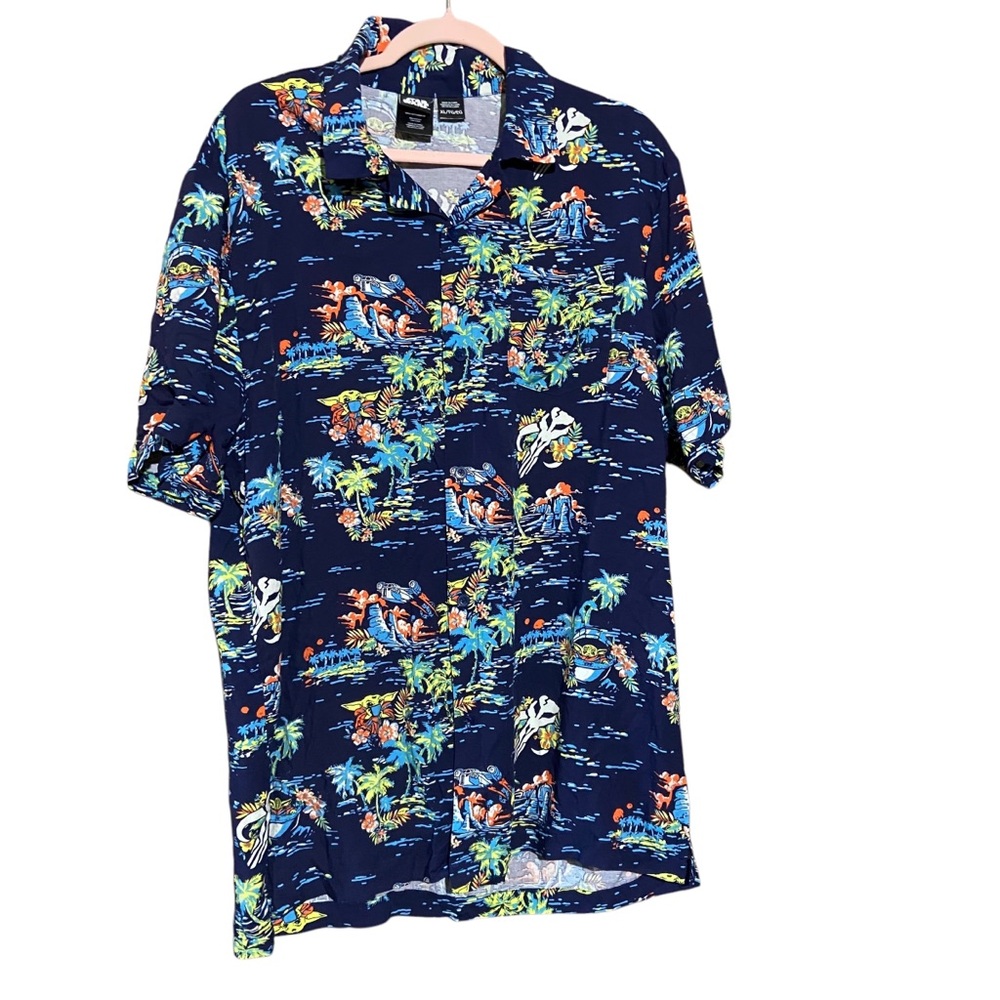 Starโ Wars Tropic Baby Yoda Mandalorian Hawaiian shirt Short Sleeves Size XL